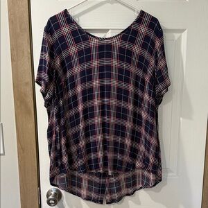 Torrid Plaid Navy and Red Blouse